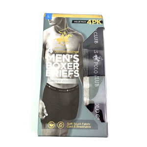 Beverly Hills Polo Club Limited Edition Mens Sz L Gray Boxer Brief Underwear 4Pk
